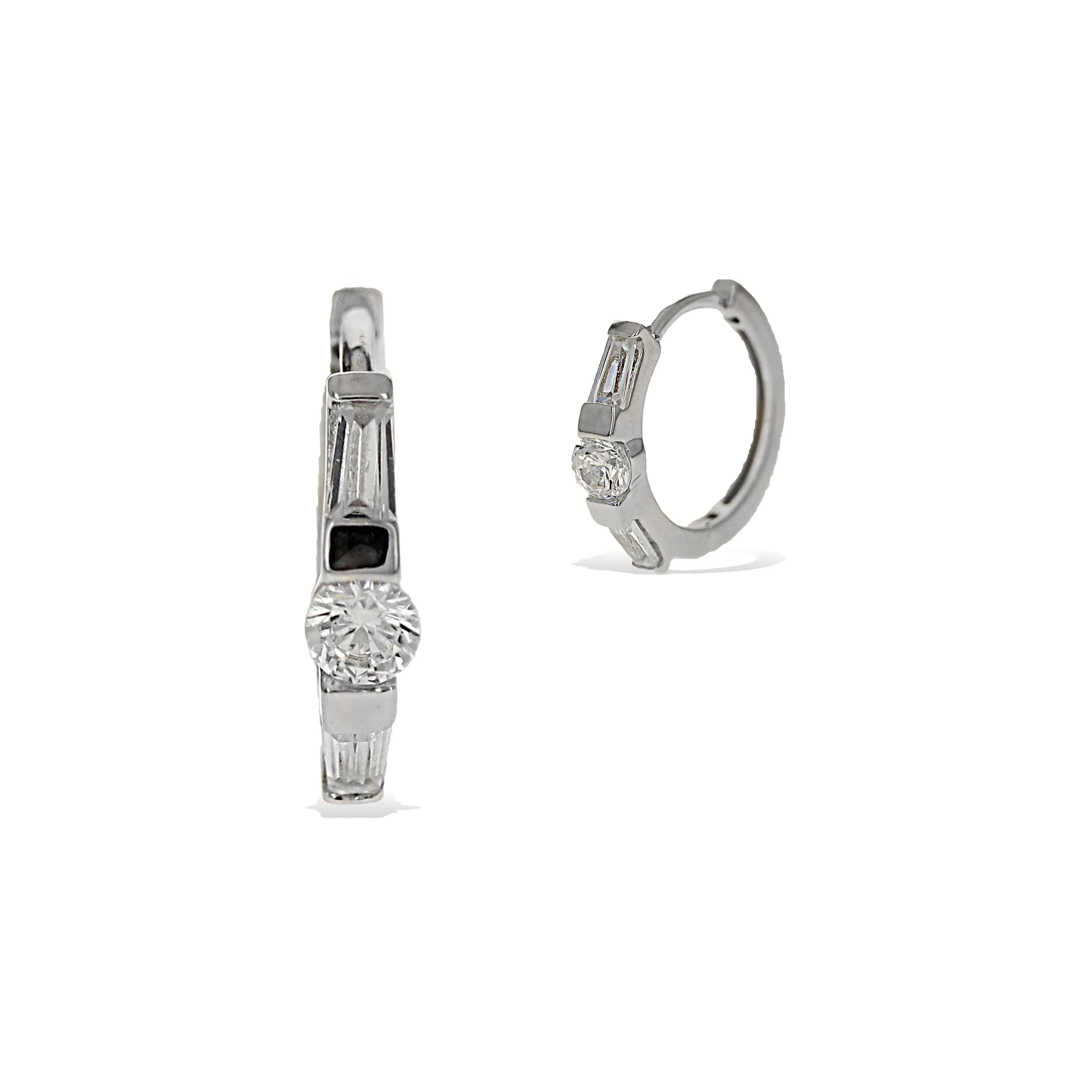 Baguette Trapezoid Huggie Hoops