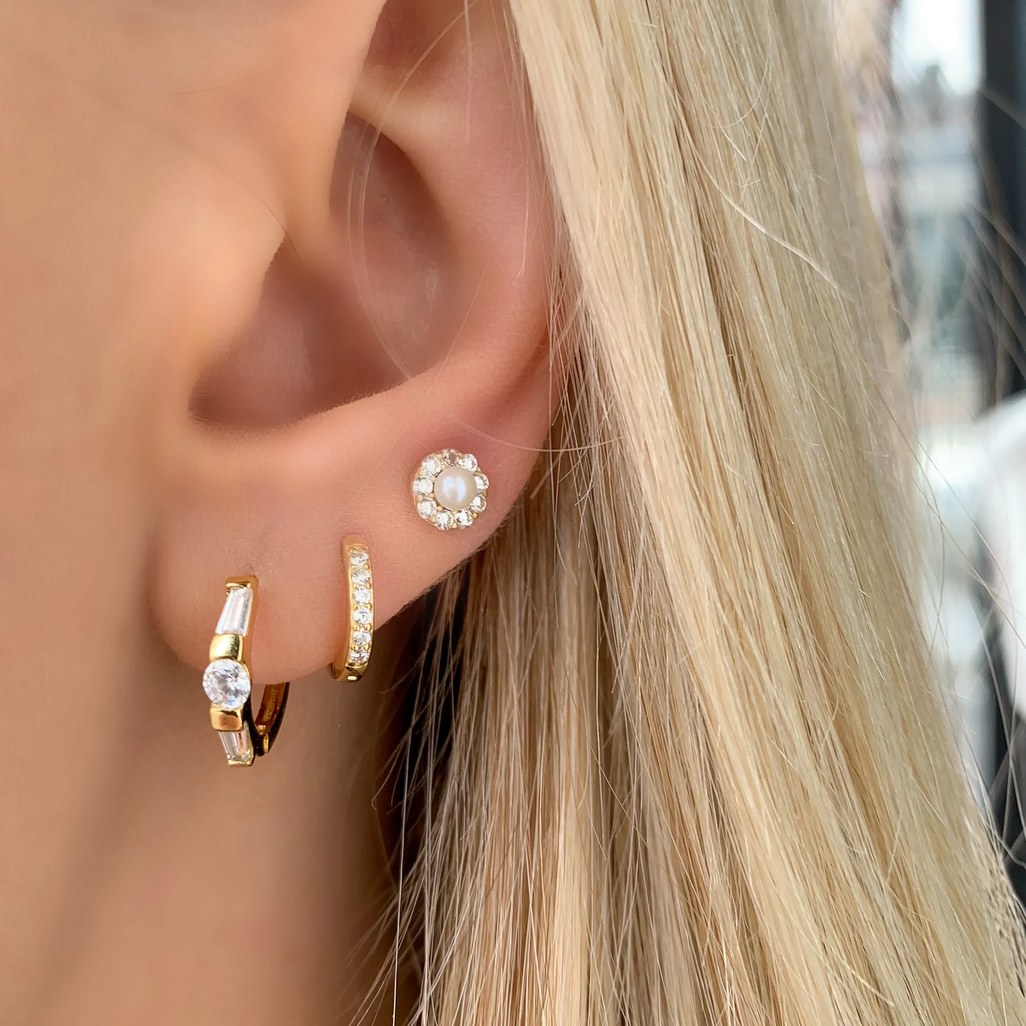 Baguette Trapezoid Huggie Hoops