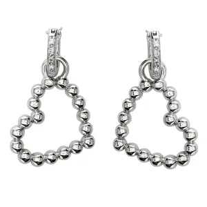 Beaded Diamond Heart Earrings, 0.20CT in 14K White Gold