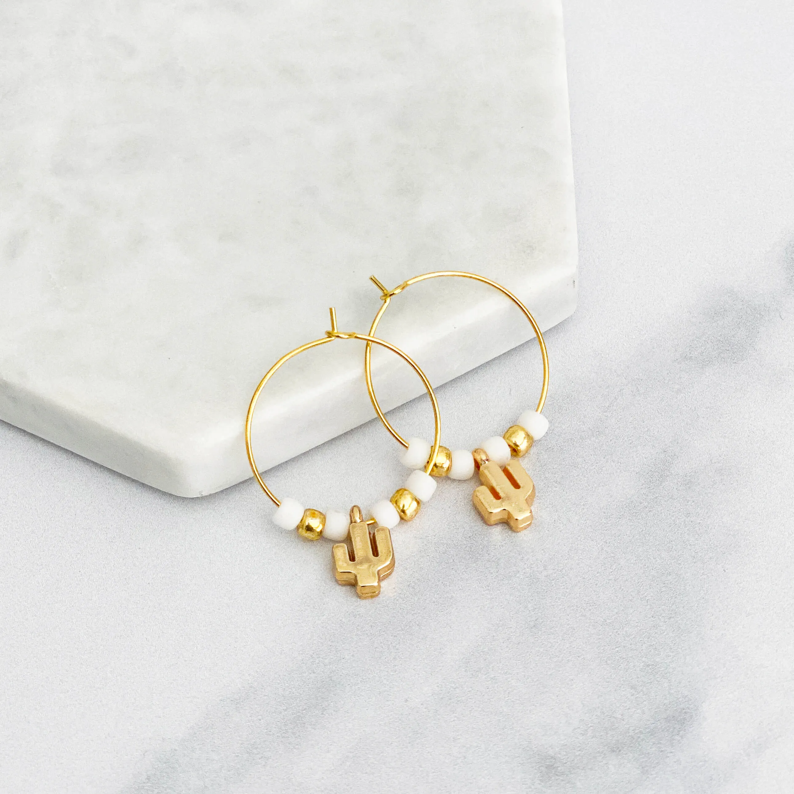 Beaded Saguaro Hoop Earrings
