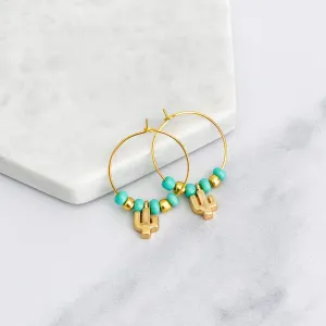 Beaded Saguaro Hoop Earrings