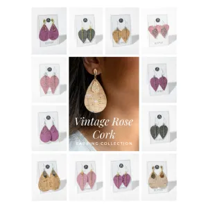 Bel Jewelry - Vintage Rose Cork Earrings