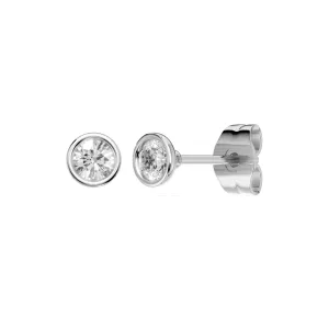 Bezel Stud Earrings with 0.40ct of Laboratory Grown Diamonds in Sterling Silver and Platinum