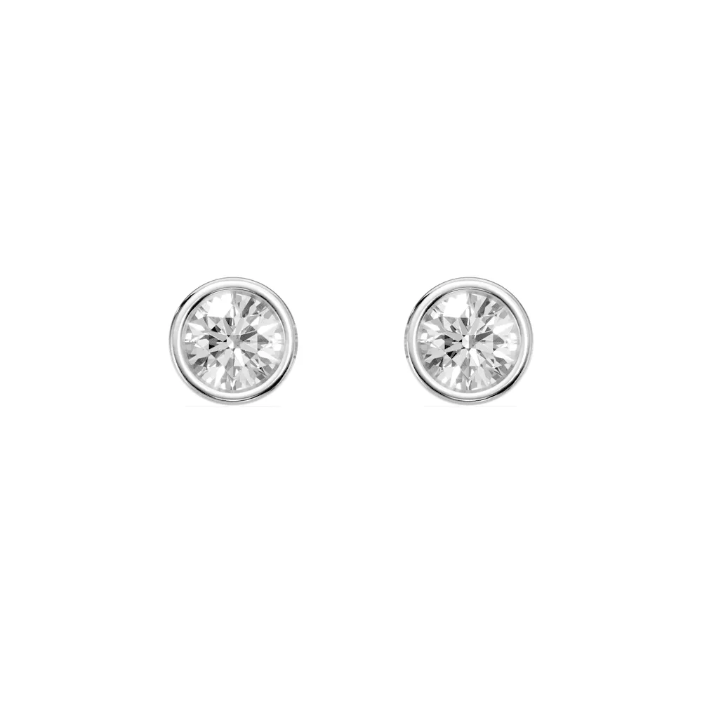 Bezel Stud Earrings with 0.60ct of Laboratory Grown Diamonds in Sterling Silver and Platinum