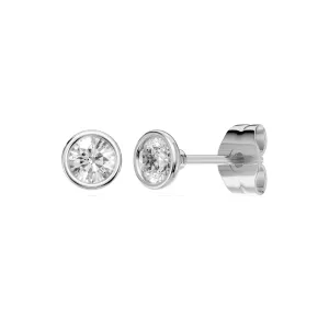 Bezel Stud Earrings with 0.60ct of Laboratory Grown Diamonds in Sterling Silver and Platinum