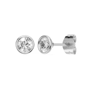 Bezel Stud Earrings with 0.80ct of Laboratory Grown Diamonds in Sterling Silver and Platinum