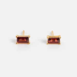 Birthstone Baguette Studs