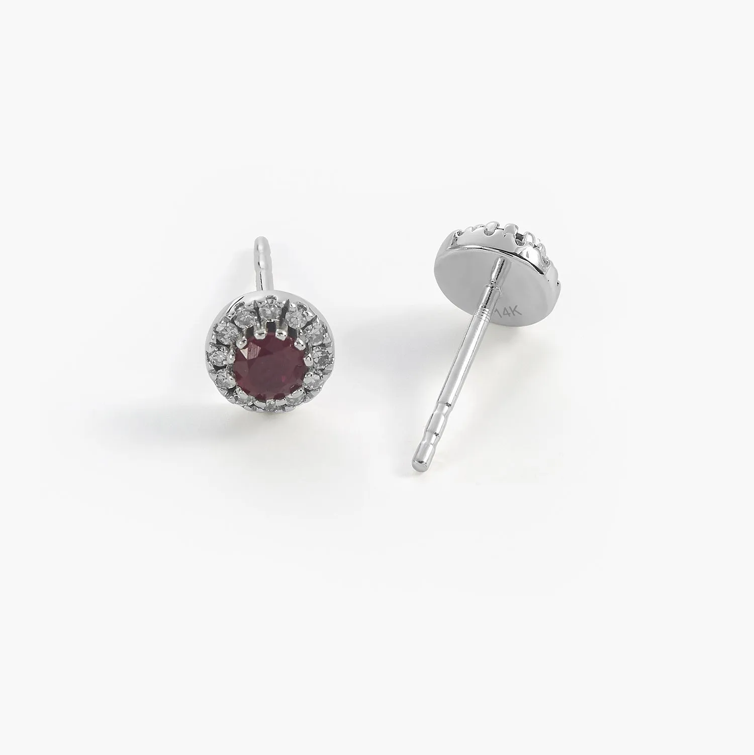 Birthstone Earrings Adult Round Ruby Stud Earrings