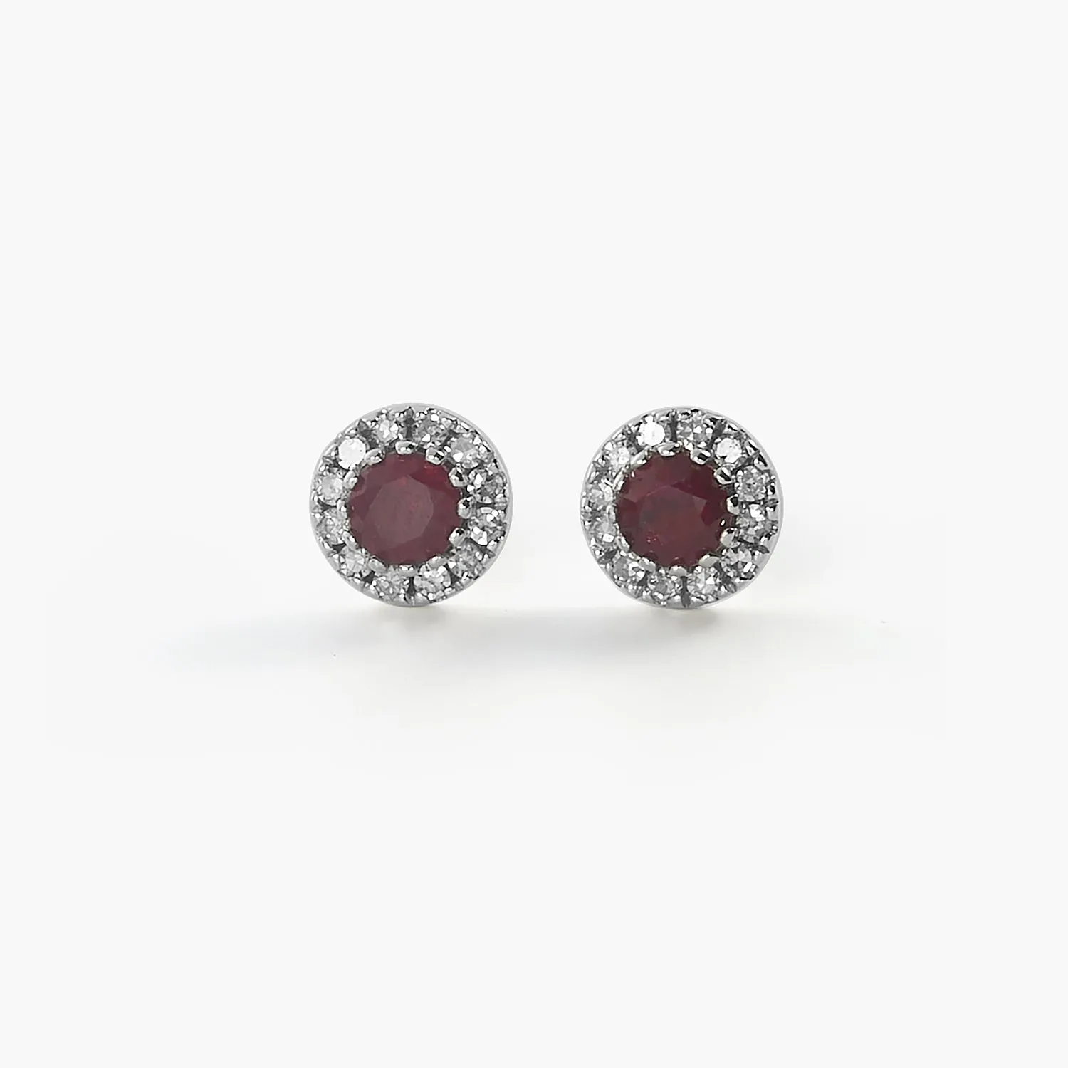 Birthstone Earrings Adult Round Ruby Stud Earrings