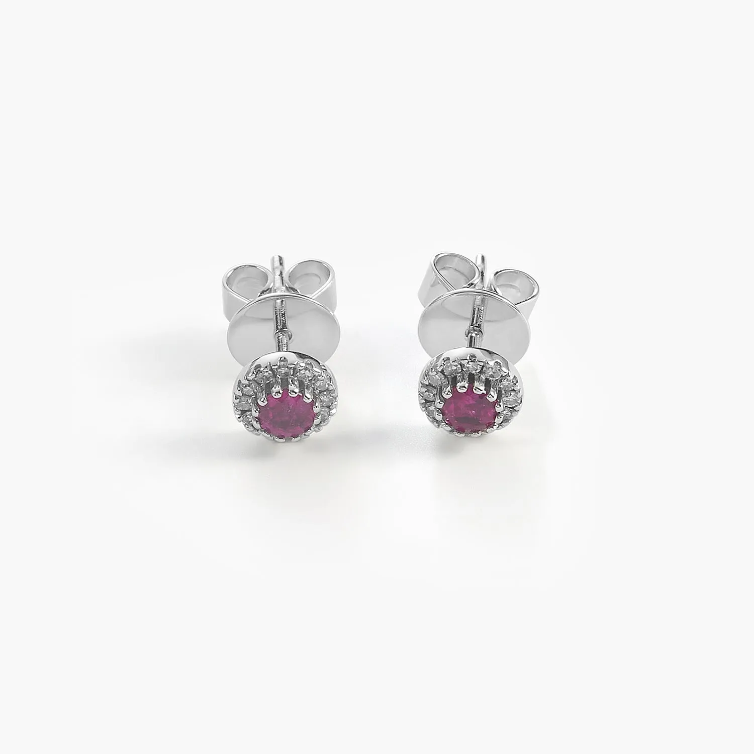 Birthstone Earrings Adult Round Ruby Stud Earrings