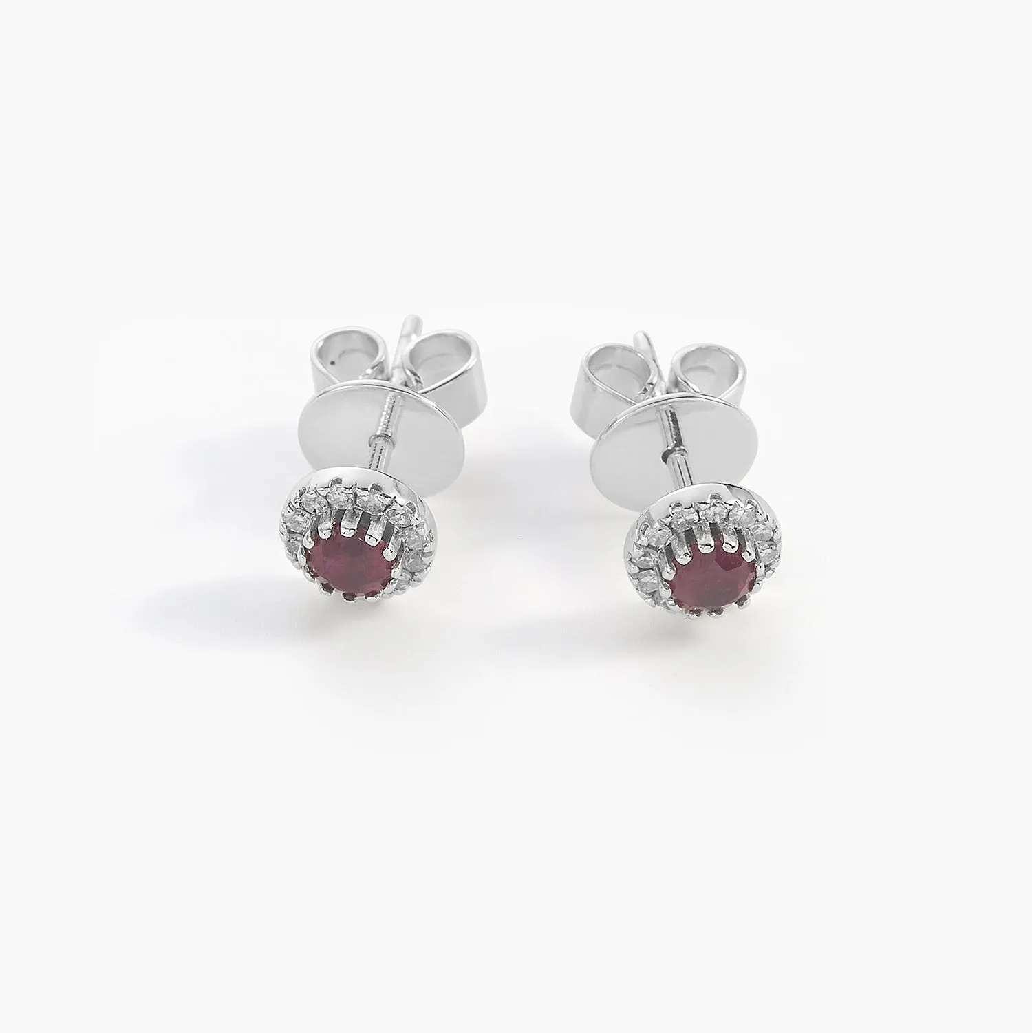 Birthstone Earrings Adult Round Ruby Stud Earrings