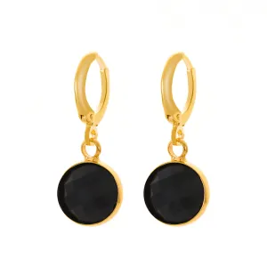Black Crystal & 18K Gold-Plated Round Drop Earrings