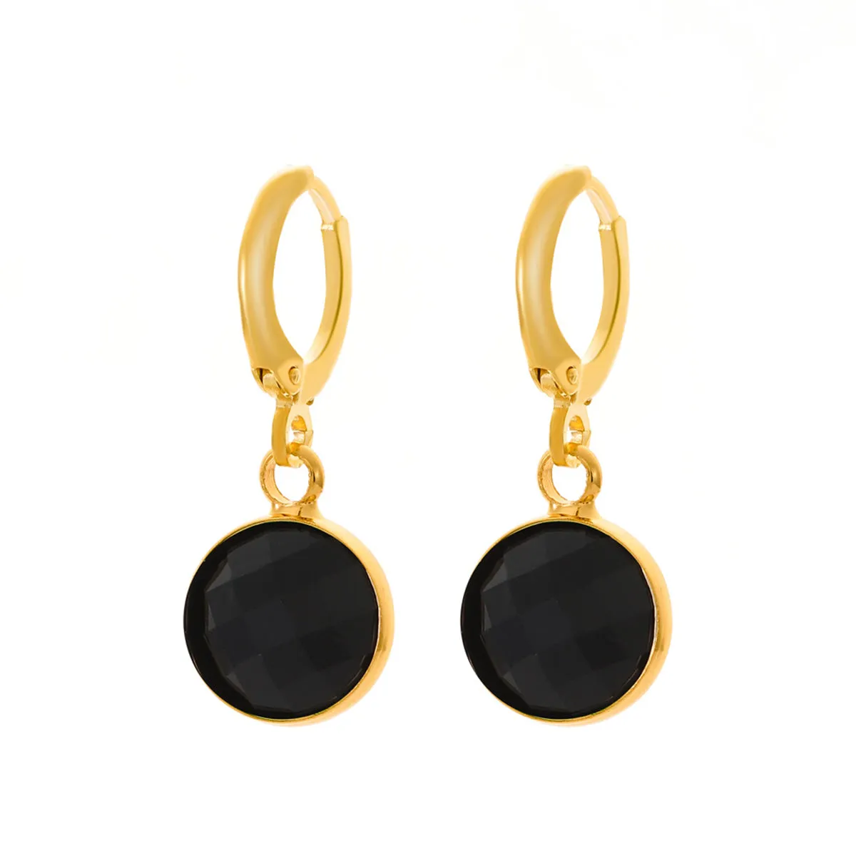 Black Crystal & 18K Gold-Plated Round Drop Earrings
