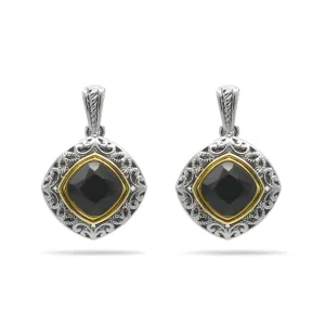 BLACK CRYSTAL SILVER FILIGREE EARRINGS # 93061ER-JET (FD18)