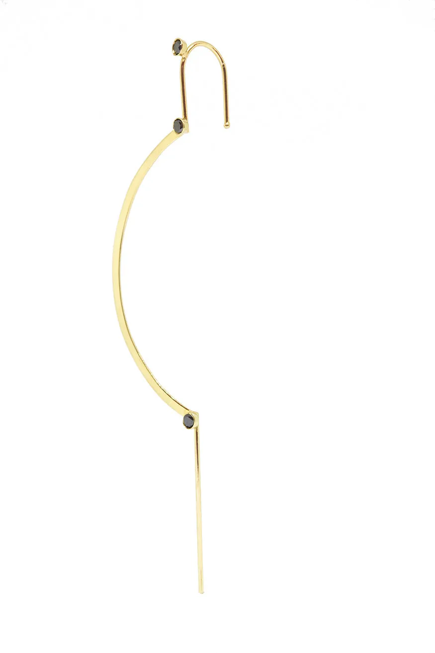 Black Diamonds Curved Needle Earring