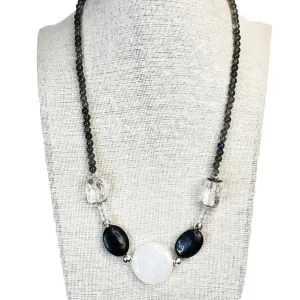Black Labradorite with White Jade Necklace