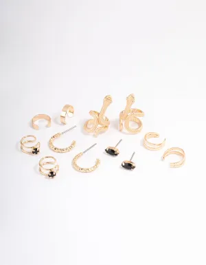 Black Serpent Cuff Earrings 6-Pack