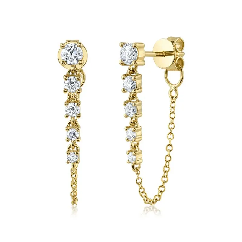 Bliss Graduated Diamond and Chain Earrings