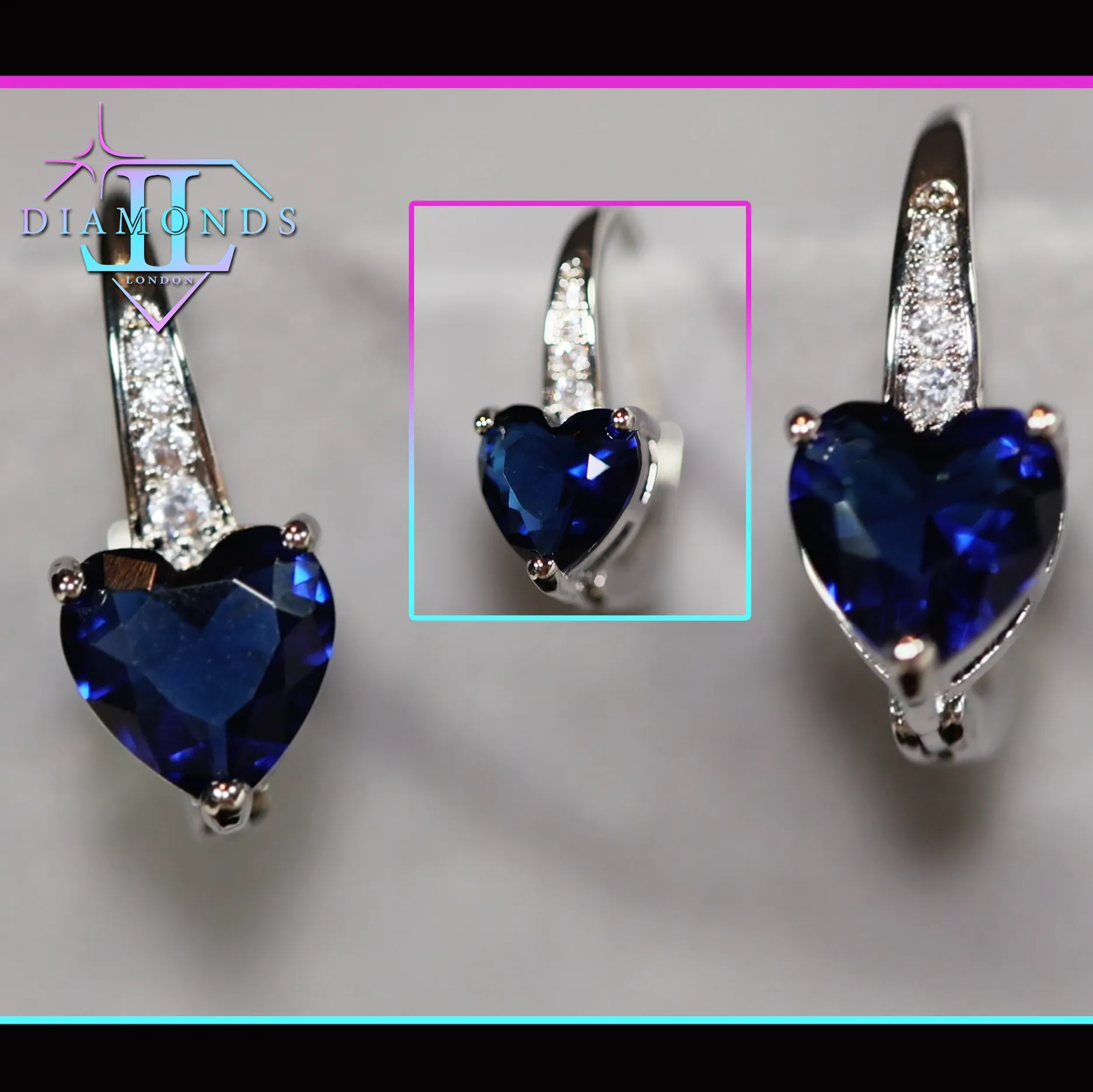 Blue Diamond Earrings | Sapphire Earrings | Womens Earrings | Sapphire Blue Earrings | Womens Diamond Earrings