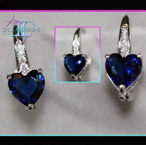 Blue Diamond Earrings | Sapphire Earrings | Womens Earrings | Sapphire Blue Earrings | Womens Diamond Earrings