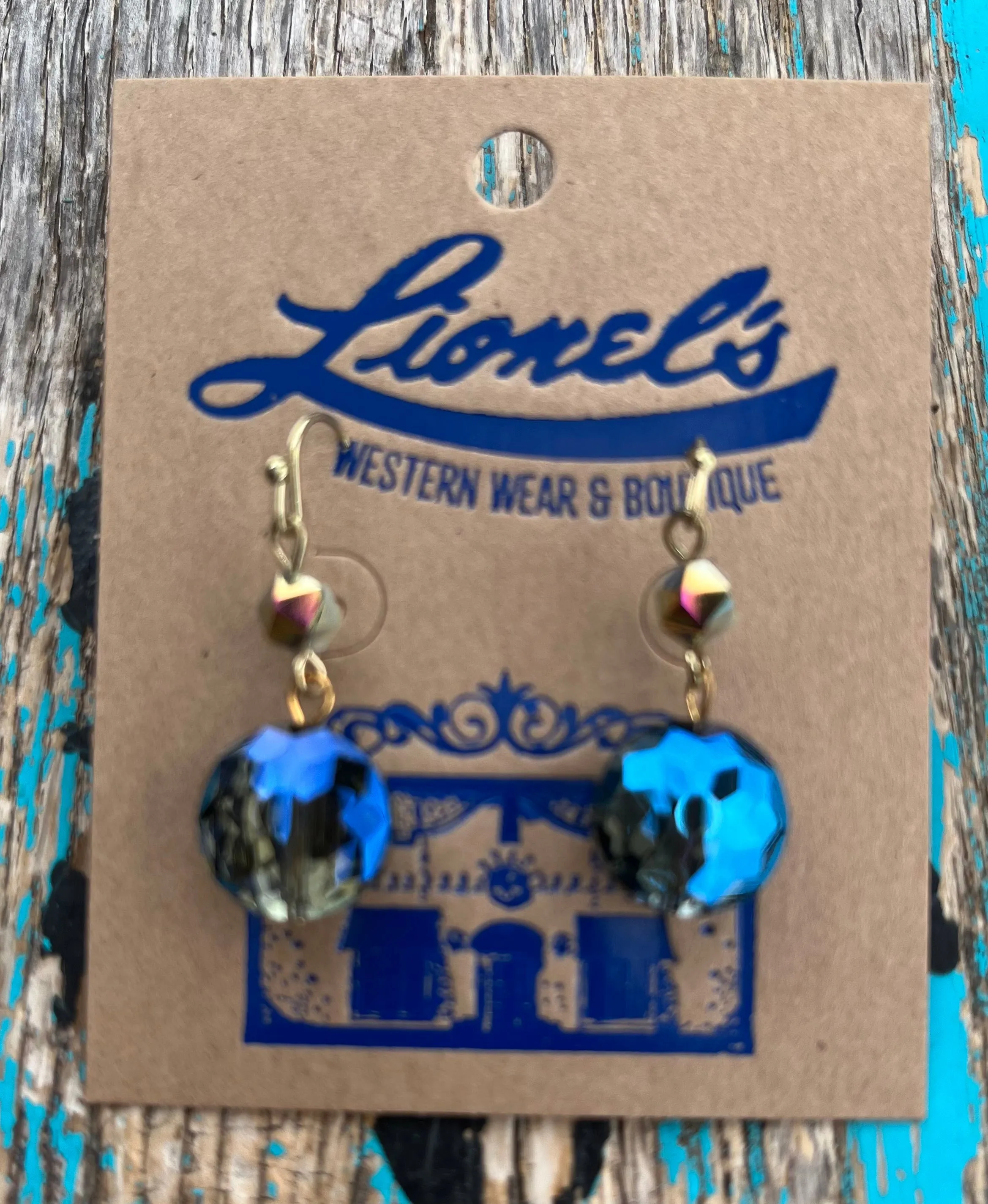 Blue Faceted Crystal Drop Earrings