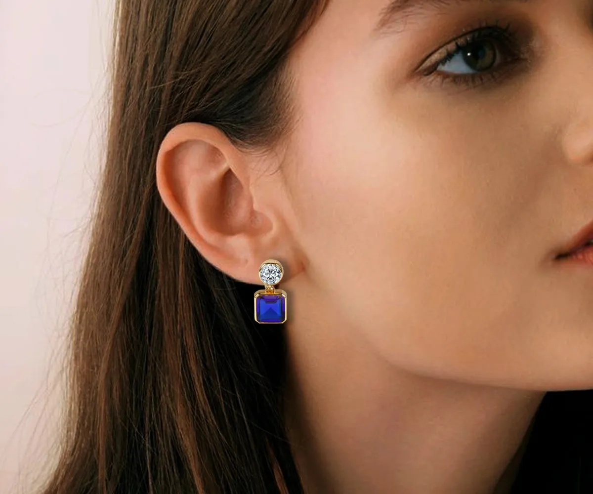 Blue Sapphire Drop Earrings