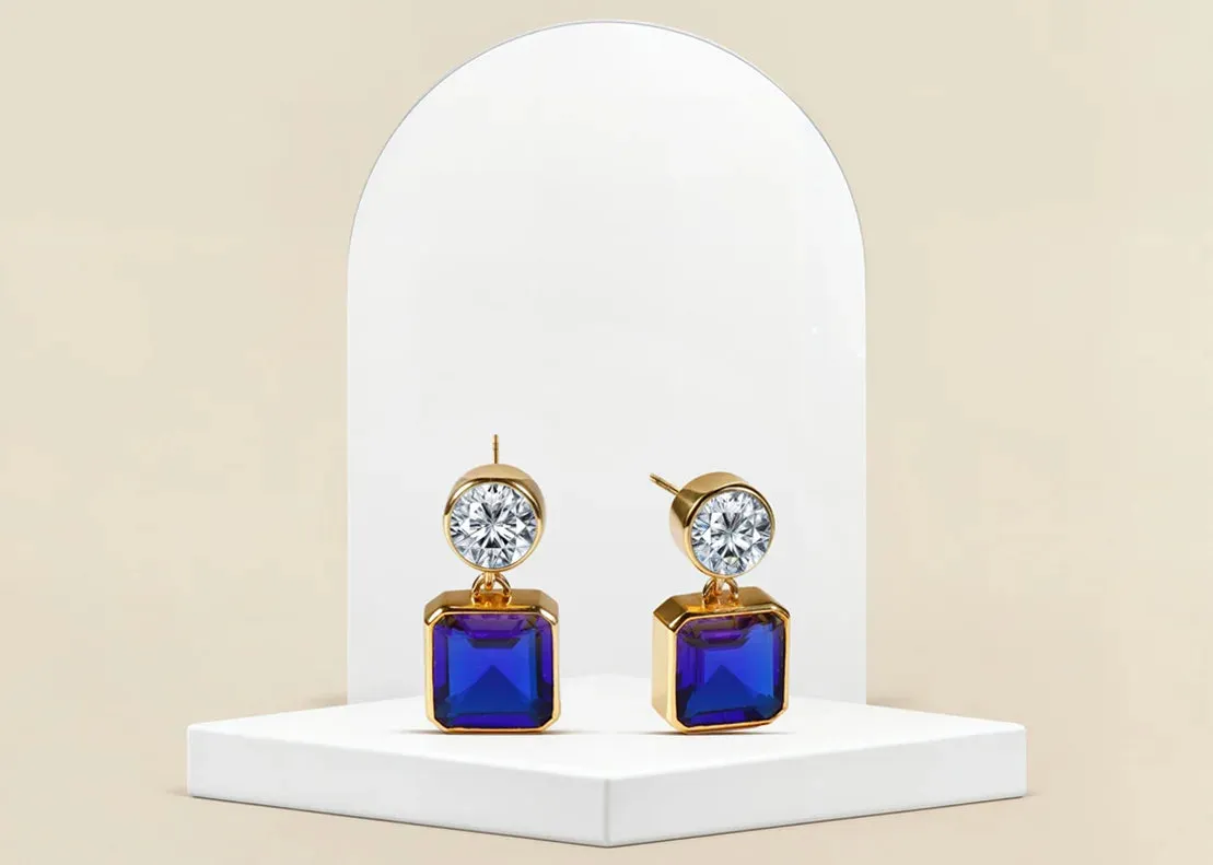 Blue Sapphire Drop Earrings
