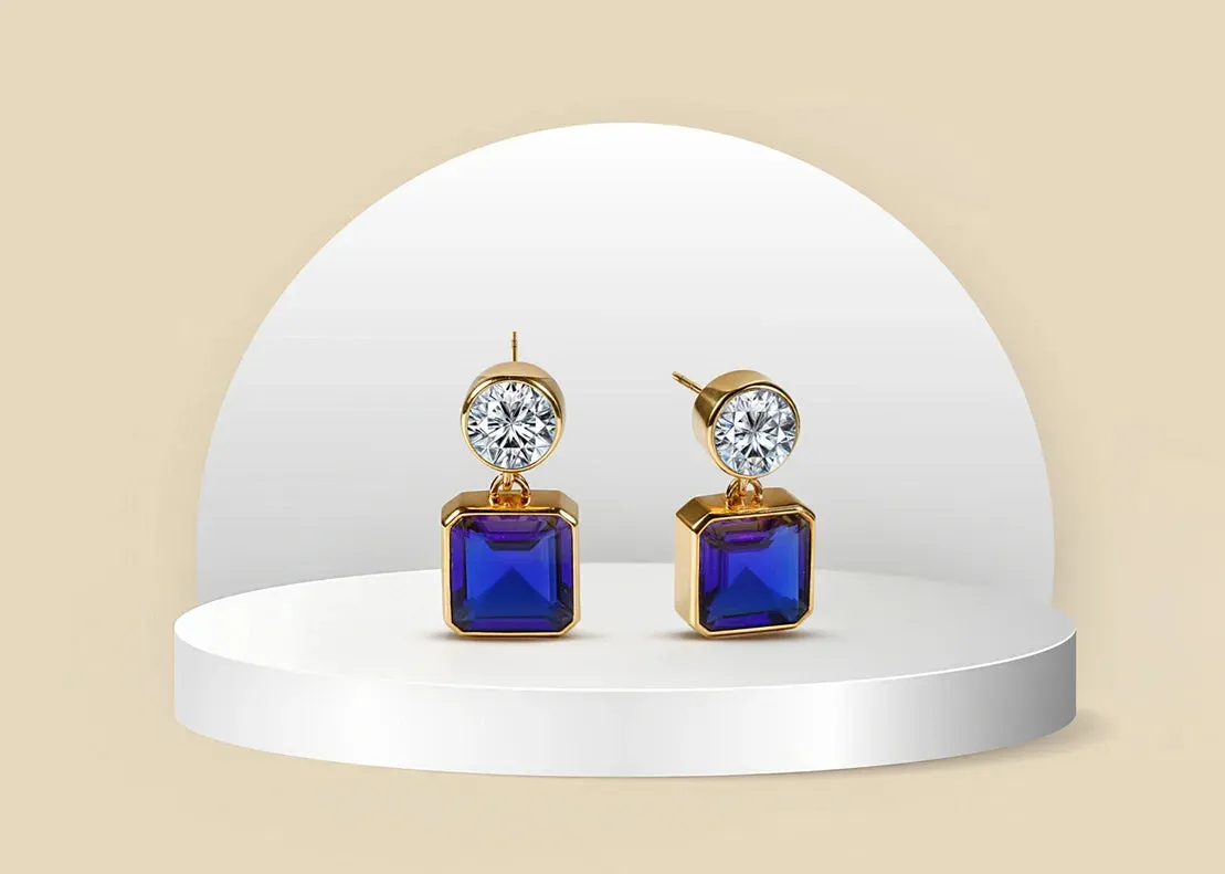 Blue Sapphire Drop Earrings