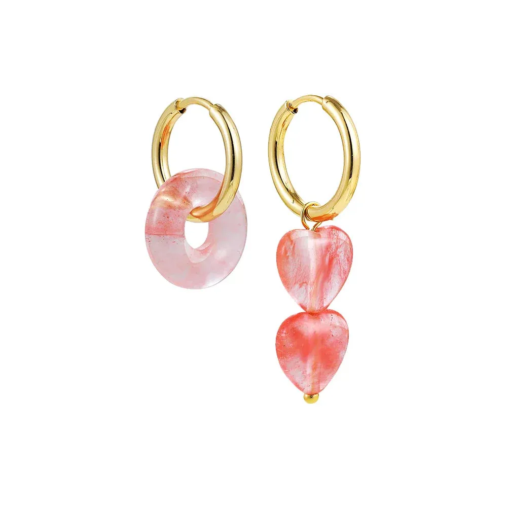Bohemian Handmade Natural Stone Beads Hoop Earrings for Women Golden Color Stainless Steel Circle