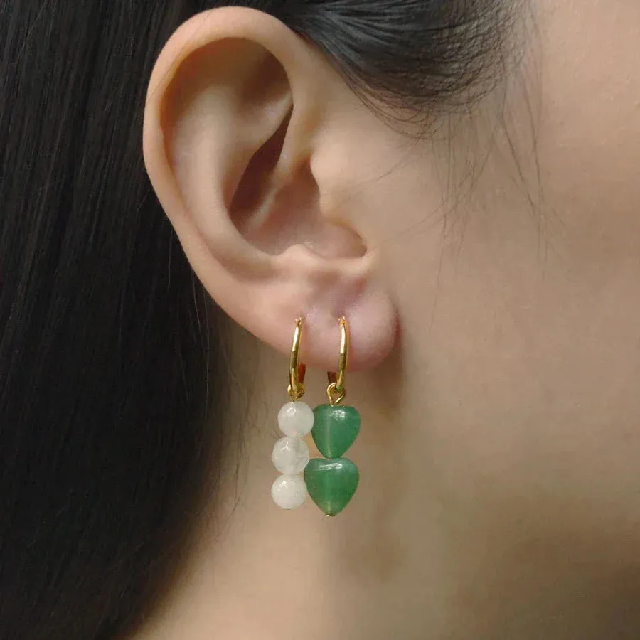 Bohemian Handmade Natural Stone Beads Hoop Earrings for Women Golden Color Stainless Steel Circle