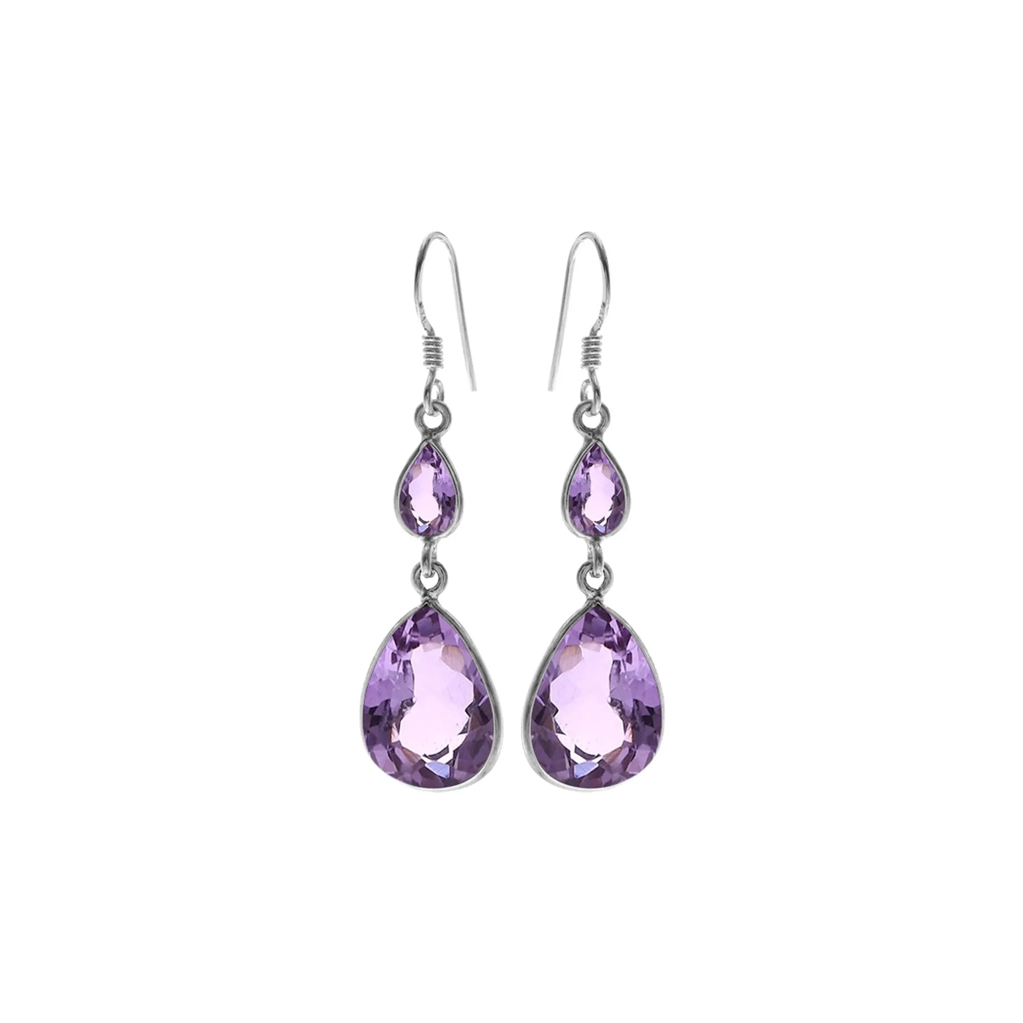 Bridget teardrop faceted amethyst earrings