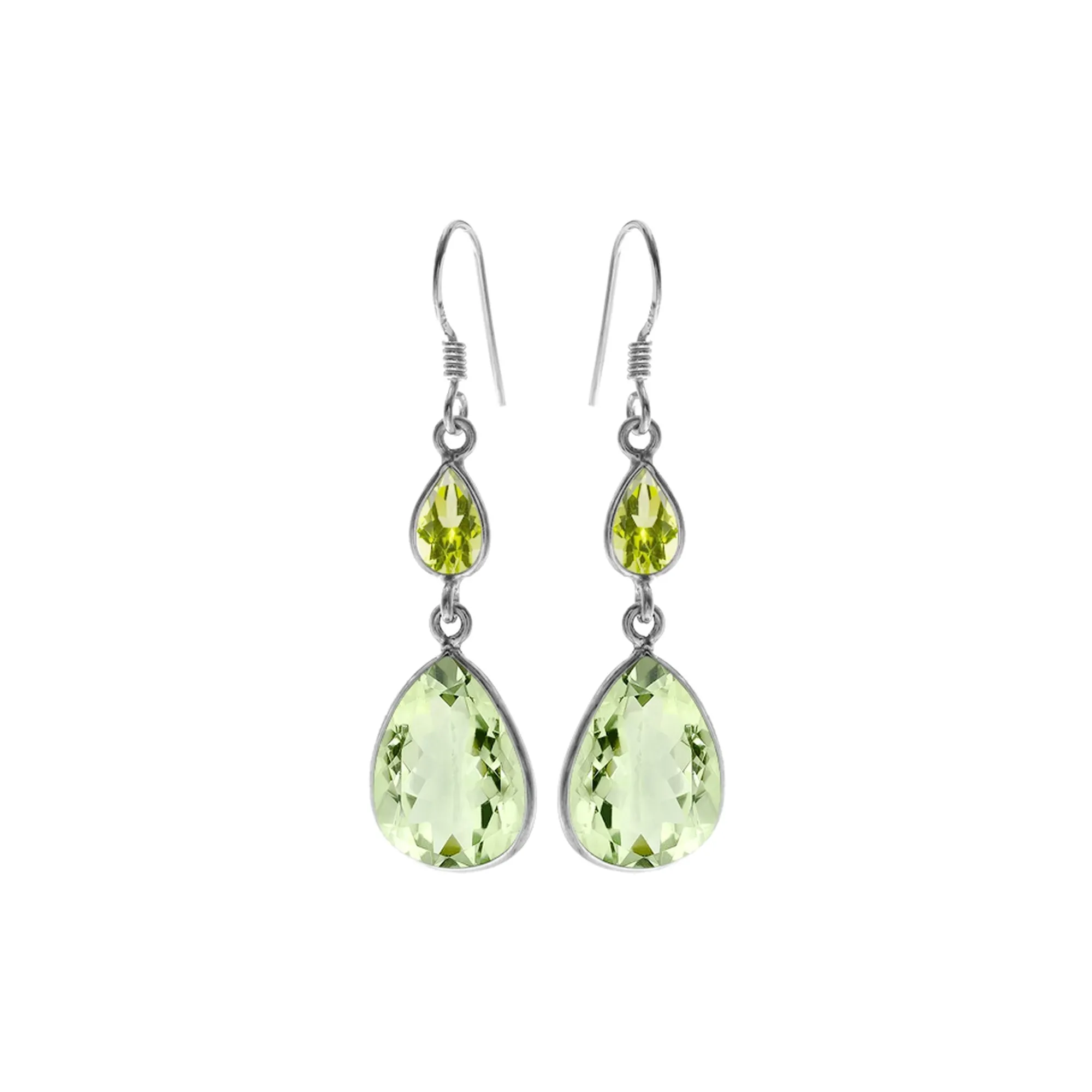 Bridget teardrop green amethyst & peridot earrings