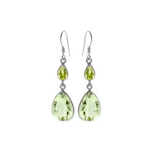 Bridget teardrop green amethyst & peridot earrings