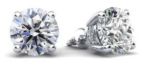 Brilliant Stud Earrings with Side Diamonds Diamond with 2.11 ct. (2X1.00 ct. center diamonds)