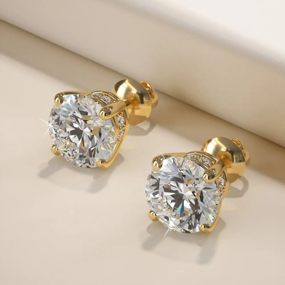 Brilliant Stud Earrings with Side Diamonds Diamond with 2.11 ct. (2X1.00 ct. center diamonds)