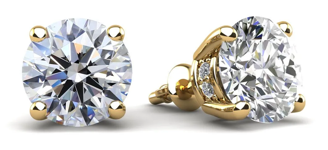 Brilliant Stud Earrings with Side Diamonds Diamond with 2.11 ct. (2X1.00 ct. center diamonds)