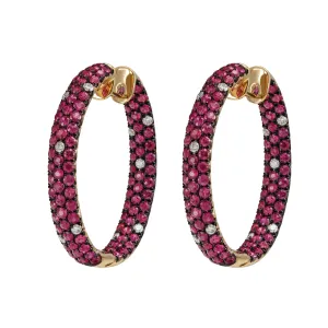 Candied Pebble Sprinkle Ruby Hoop Earrings