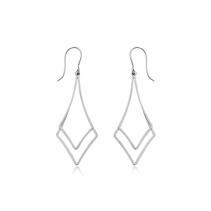 CARLA STERLING SILVER DOUBLE DIAMOND DROP EARRINGS