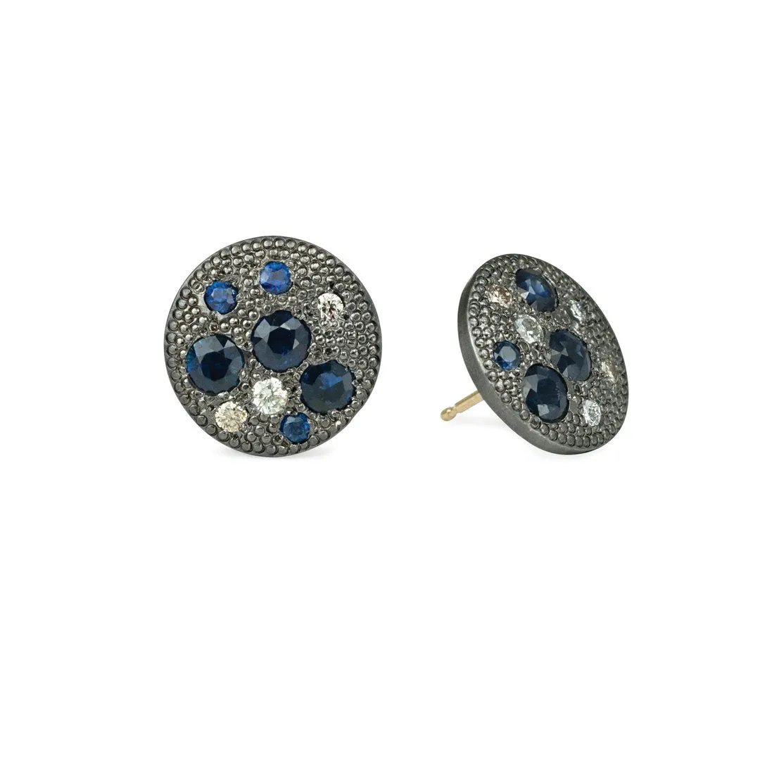 Carmen Sapphire and Champagne Diamond Studs