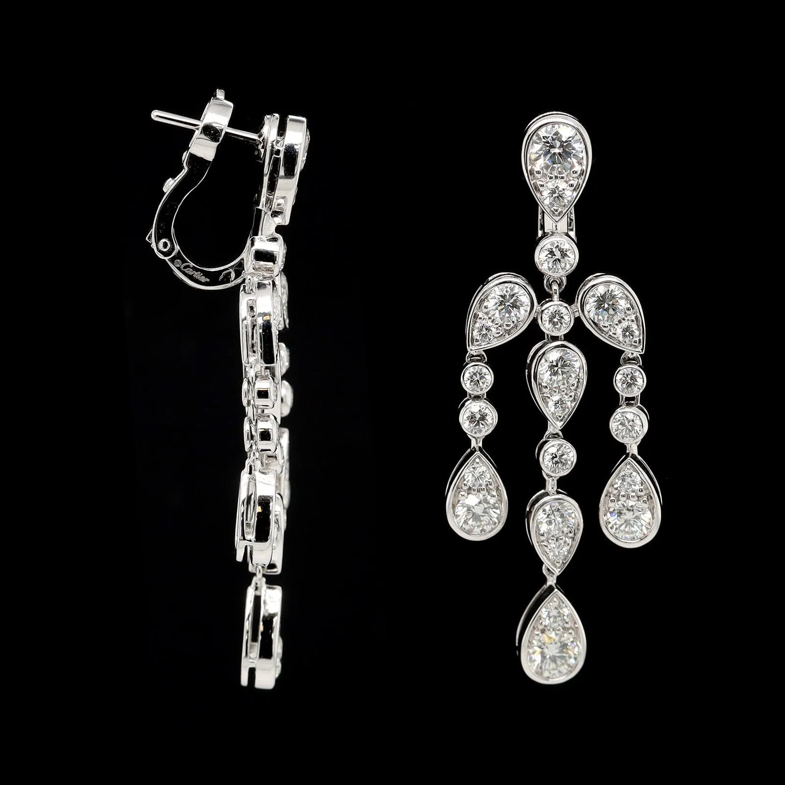 Cartier Platinum Estate Diamond Pluie de Cartier Earrings