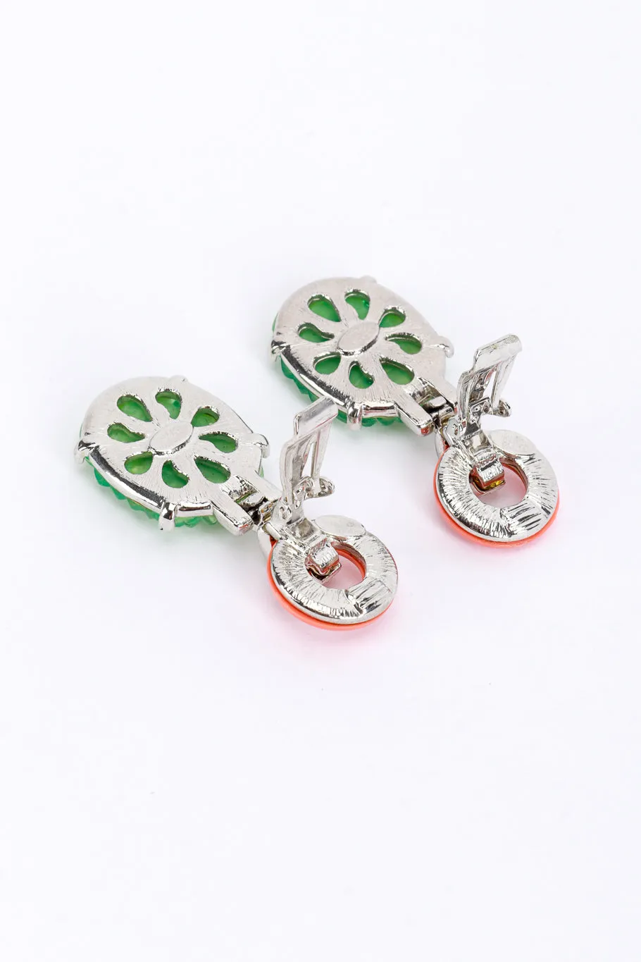 Carved Jade Drop Deco Earrings