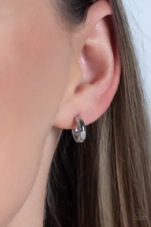 Catwalk Curls - Silver - Chunky Tiny Paparazzi Hoop Earrings