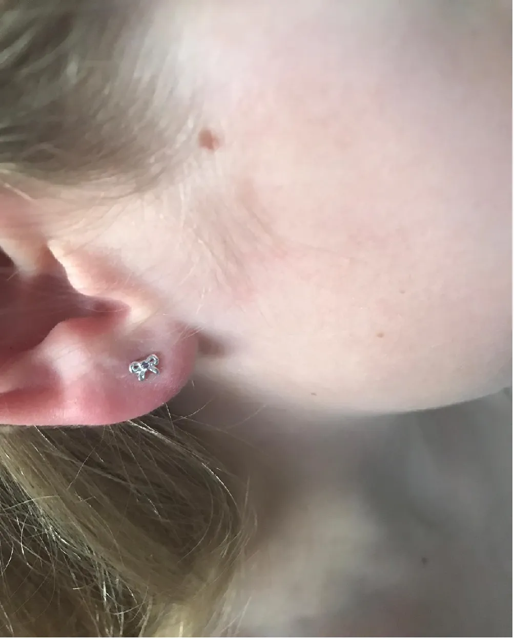 Children's Sterling Silver 'February Birthstone' Bow Stud Earrings