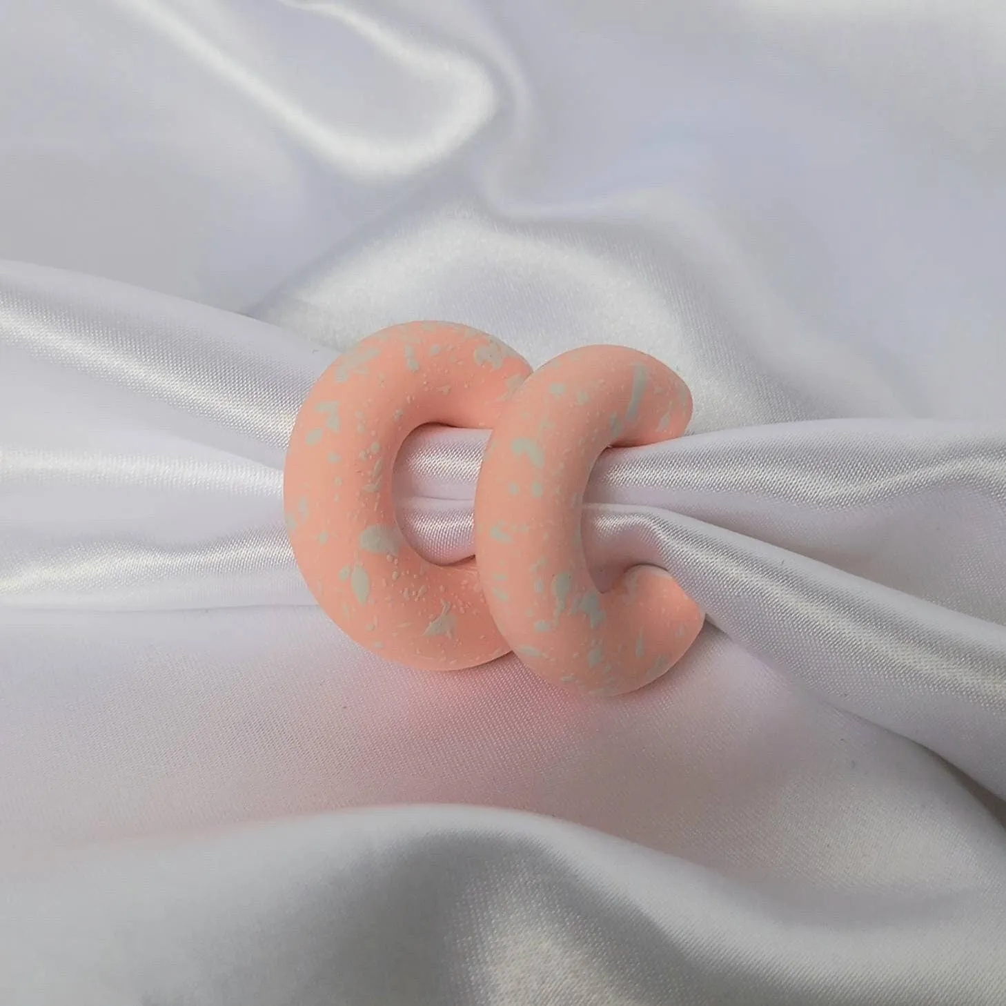 Chunky Pink Speckled Hoop Earrings - Peach Earrings,Chunky Hoop Earrings,Pink Earrings In The UK,Pink Hoop Earrings In The UK,Baby Pink