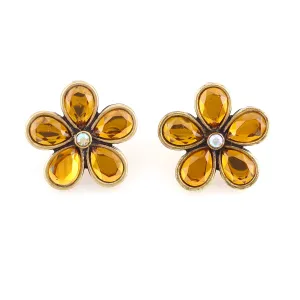CITRINE CRYSTAL FLOWER STUD  EARRINGS #243BR3201 (1E17/1D10)