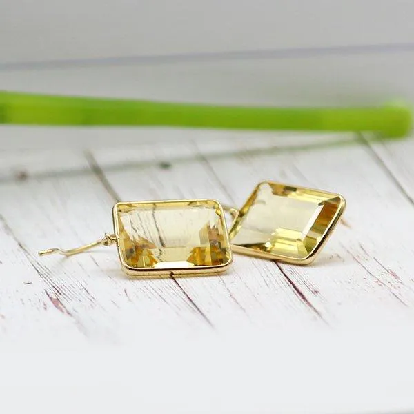 Citrine Emerald Cut Earrings