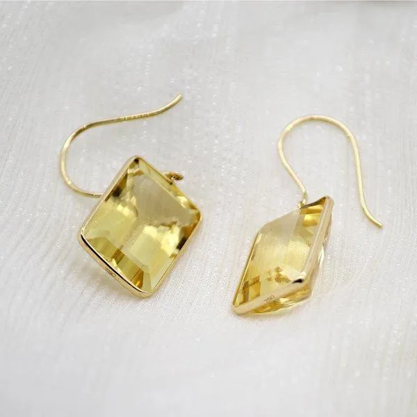 Citrine Emerald Cut Earrings