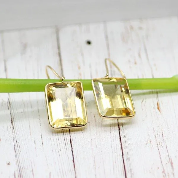 Citrine Emerald Cut Earrings