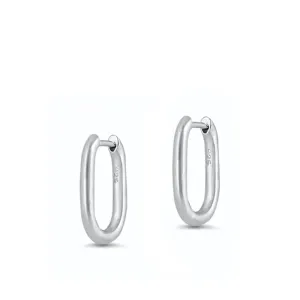 Classic Sterling Silver Cute Rectangular Hoop Endless Earrings 925 New