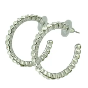 Clear Crystal Medium Semi-Hoop Pierced Earring - REC550